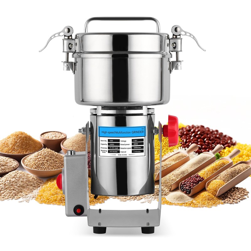 3000W Grain Mill Grinder - 32000 RPM High-Speed 1000g Electric
