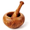 Olive Wood Mortar and Pestle Round Edge Approx. 12 cm
