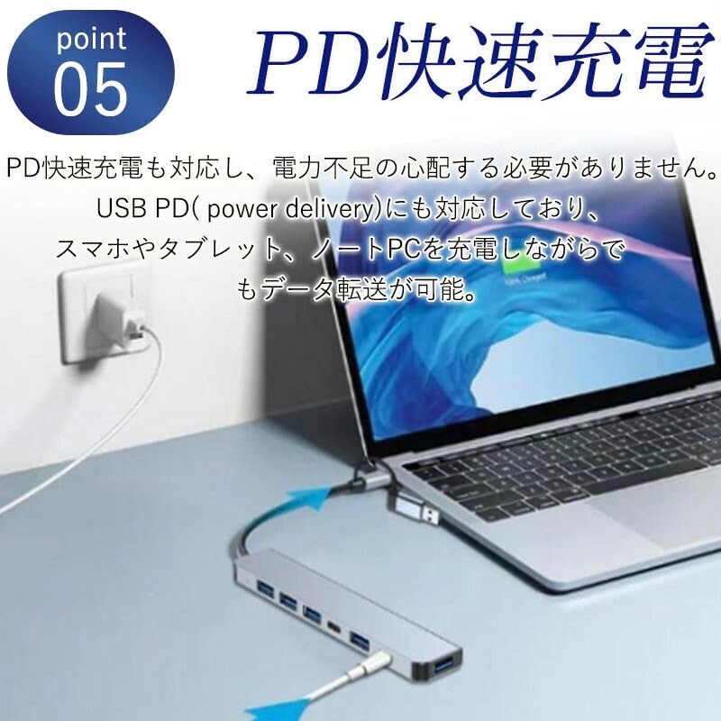 JUSANKO USB Type-C Hub, 7 in 1 USB 3.0 Port,