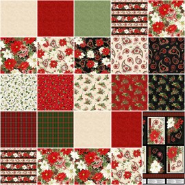 Wilmington Prints Tartan Holiday Foliage Toss, Fabric by The Yard (Cream)