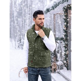 MAGCOMSEN Winter Vest Mens Vests Outerwear Sleeveless Jacket Mens Yellowstone Vest Spring Green XL