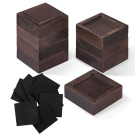 Bed Risers, Furniture Risers (Set of 8-Height 1") Can be Adjusted to 2'' 3''or 4'', Lifts Furniture Risers, Solid Natural Wood Risers, Non-Slip Recessed Hole (Square-Walnut Color)