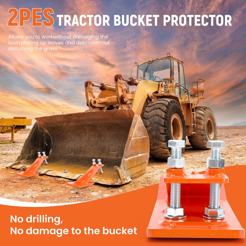 2Pcs Tractor Bucket Protector,Bucket Edge Anti-Skid Device,Double Hexagon Lock Nuts