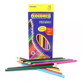 PIKASSO 12 Lápices De Colores Largos Económicos Mayoreo