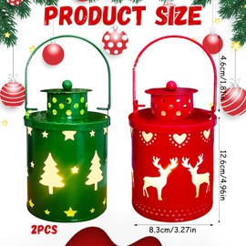Christmas Lantern, Pack of 2 Christmas Decoration Lantern, Christmas Lantern with Warm White LED Light, Christmas Lantern LED, Christmas Decoration Indoor Illuminated, Christmas Lantern