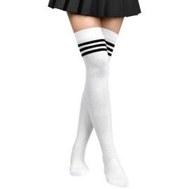 Aomig Women's Overknee Stockings, 1 Pair Plain Striped Overknee Stockings, Knee-High Sports Cheerleading Knee Stockings, Thickened Version, Warm and Cold-Resistant Knee Socks