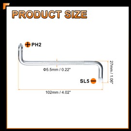 sourcing map 2pcs Offset Screwdriver SL5/PH2 Phillips Flat Head Right Angle 90 Degree Screw Driver Double Ended Z-Type Hand Tool for Home Appliance Repair