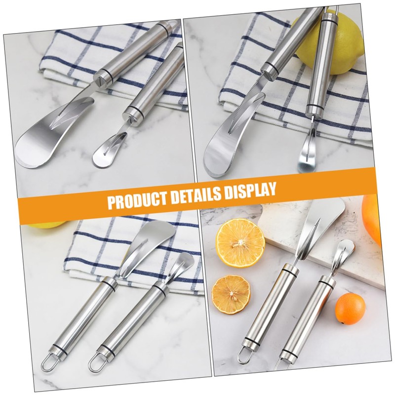 Ciieeo 2pcs Stainless Steel Orange Peeler Efficient Citrus Peeling Tools