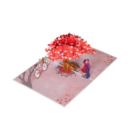 PQ Bees Pop Up Valentines Day Card, 3D Anniversary Wedding Birthday Card for Significant Other (Size 6 x 8 In - Romantic Couple Love Tree).