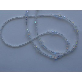 Handmade CLEAR AB CRYSTAL IRIDESCENT SEED EYEGLASSES HOLDER CHAIN NECKLACE LOBSTER CLASPS