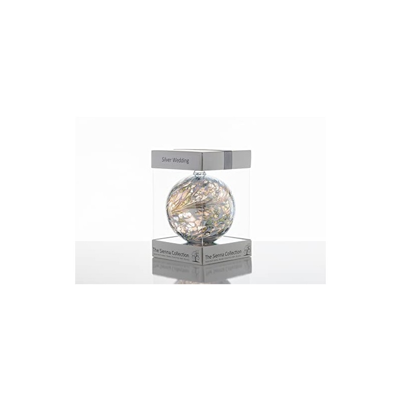 Sienna Glass 10cm Friendship Ball 25th Wedding Anniversary Silver