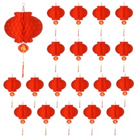 Chinese Lanterns, Diameter 9.8 inches (25 cm), Set of 20, Red Lanterns, Paper Lanterns, Paper Lanterns, Chinese Traditional, Lanterns, Festivals, Indoor & Outdoor, Shops, Stores, Lunar New Year, New Year, Decoration, Decoration