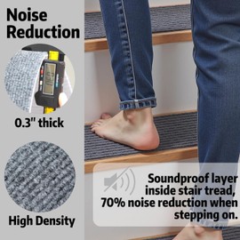 Aucuda Stair Treads Non Slip for Wooden Steps, 8" X 30" (15 in Pack)Stair Runner for Kids, Elders and Dogs, Self Adhesive Stair Carpet with Reusable Peel and Stick Anti Slip Tape, Indoor Staircase Rug