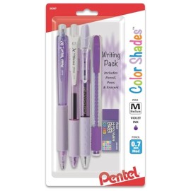 Pentel Color Shades Writing Pack  Includes Pencil, Pens, And Erasers Pastel Viol