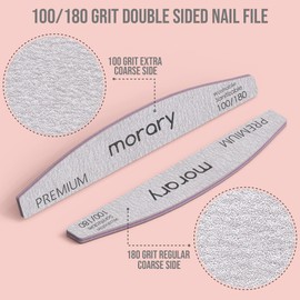 Morary Limas de uñas de grano 100/180 para uñas naturales, uñas acrílicas de doble cara, lima de uñas para acrílico, paquete de 12