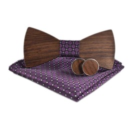 Wooden Bow Tie Set,100% Natural Handmade Wood Bowtie Adjustable Creative Wedding Party Bow Ties For Men