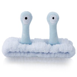 SuPoo Blue Snail Face Wash Headband Funny Skincare Spa Headband Cute Alien Puffy Makeup Headbands for Women Stretchy Antenna Eyes Hair Wrap Hair Band for Washing Face Hair Accessories