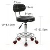 Round Rolling Stool with Back and Line Black PU Leather