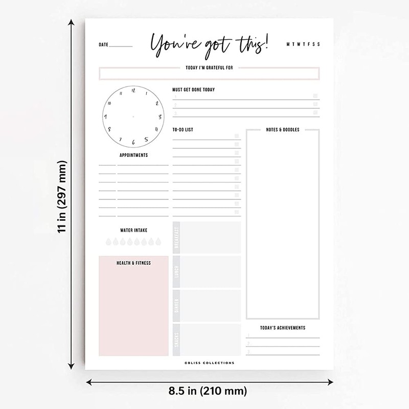Boost Productivity with Undated Daily Planner - 50 Tear-Off Sheets