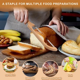 SLLFLY Bread bow Knife for Homemade and Silicone Spurtle,Bread slicer knife Cutter for Homemade Bread Sourdough(Single Serrated Blades)