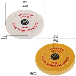 Amacupid Cotton Buffing Wheel Kit 6 inch. for Bench Grinding Wheel Polishing Machines. Polishes Jewelry, Glass, Tools and More. 1/2 inch Arbor