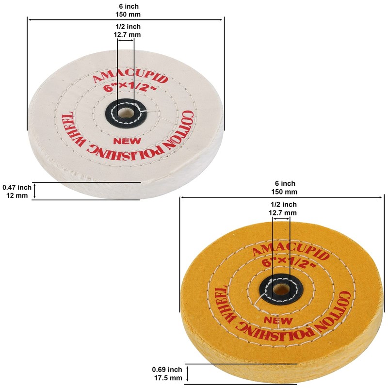 Amacupid Cotton Buffing Wheel Kit 6 inch. for Bench Grinding