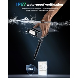 Brthera Solar Lights Outdoor Warm White Muticolor RGB in One Spotlights IP67 Waterproof Bigger Solar Panel with Remote Control Landscape Lighting, Solar Uplights for Trees Garden Yard Pathway, 4 Pack