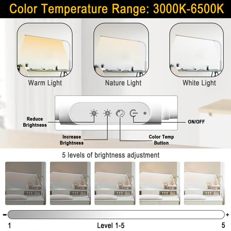 CGBE Nail Light for Desk: 360° Adjustable Nail Lamp for