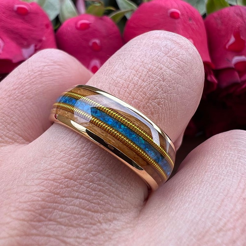 LUXUBANDS 8mm Gold Tungsten Rings for Men Women Engagement Wedding