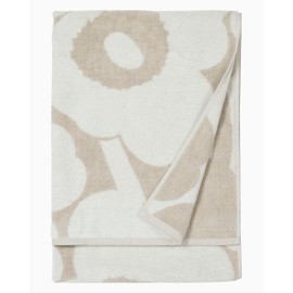 MARIMEKKO Unikko Terry Cotton Bath Towel (Beige) – Floral Patterned Bath Towels – 59 in x 28 in