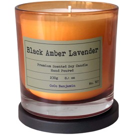 100% Soy, Highly Scented, Hand Poured Soy Candle (Black Amber Lavender)