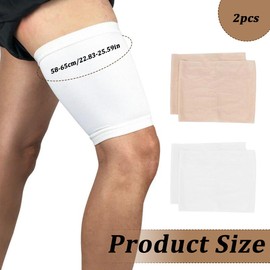 2 Paar Damen-Oberschenkelbandagen, scheuerfrei, reibungsfrei, rutschfestes Silikon (Haut und Weiß, 58–65 cm, Größe M).