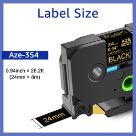 1 Pack Esaytool Replacement for TZe-354 TZe354 TZ354 24mm 0.94inch Gold on Black Laminated Tape Compatible with P-Touch PT-D600 P750W P700 E500 PT-P710BT Label Marker