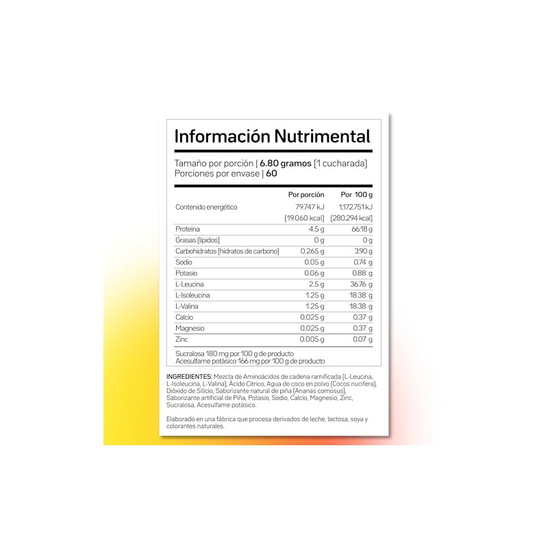 Primetech Nutrition Aminoácidos Bcaa Electrolitos Polvo Sabor Piña