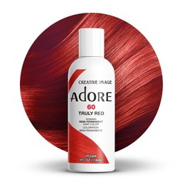 Adore Semi Permanent Hair Color (060 Truly Red) | Vegan & Cruelty-Free Red Hair Dye | No Ammonia, No Peroxide, No Alcohol | 4 Fl Oz
