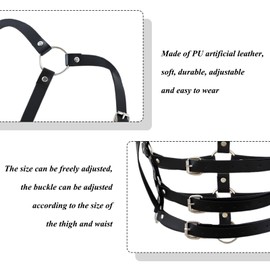 Xorim Body Harness Belts For Women Fashion, Goth Leather Chest, Adjustable Range 24.40in~35.43in, For Party Cosplay Dating (Black)