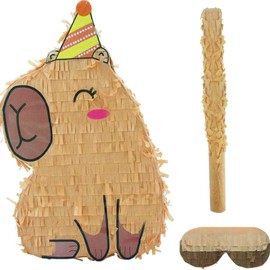 Hippie Pinata,Capybara Piñata with Blindfold and Bat Stick for Kids Groovy Hippie Theme Birthday Party Game Decorations Shower Photo Props Wedding Party Supplies