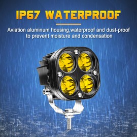 RIGIDON 1 x LED Work Light, 3 Inch 40 W Spot Spotlight, Off-Road Lighting for Car, SUV, ATV, Tractor, Truck, 4 x 4 Vehicles, LED Fog Light, LED Work Light, LED Headlight, 3000 K Yellow