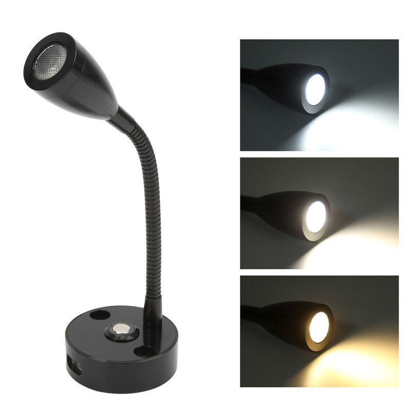 RV Reading Light Flexible Neck 3 Color Light 12‑24V 3W