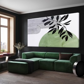 TAIJXAGSG Canvas Art Wall Decor Boho Green Wall Art For Living Room Modern Century Canvas Prints Paintings Pictures Botanical Bohemain Wall Art For Hotel Home Wall Artwork 24x48 Inch