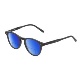 Reptile Mata Polarized BiFocal Reading Sunglasses +2.00 Black/Blue Mirror Bi-Focal Sun Reader UV Protection Tinted Shades