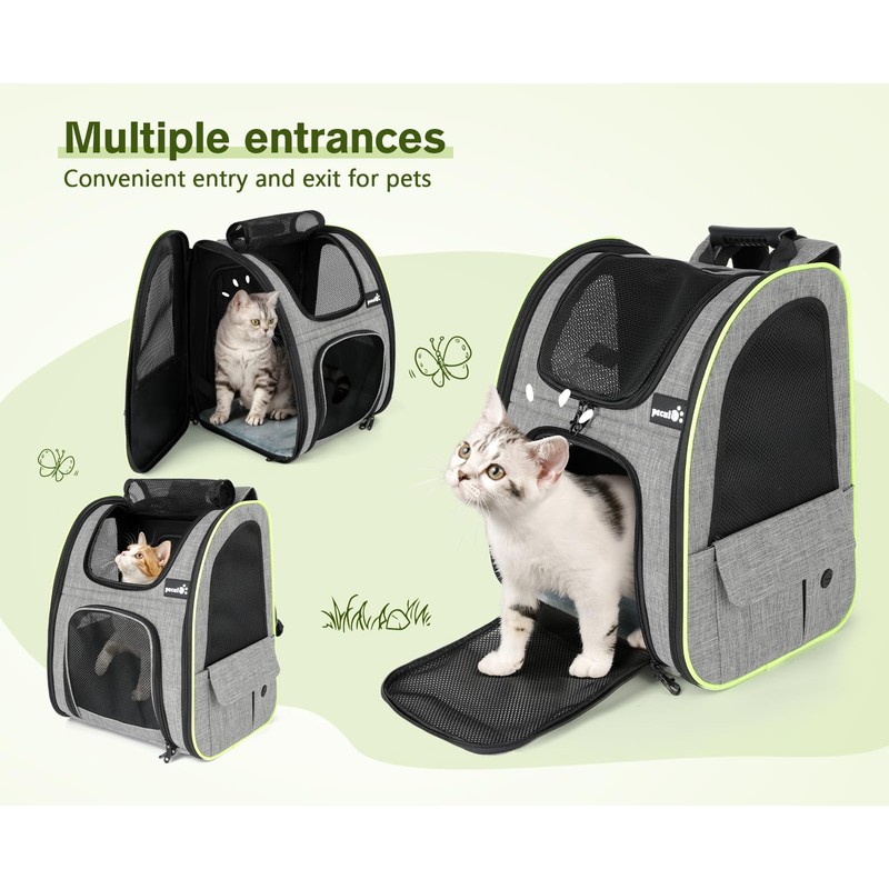 Pecute Cat Carrier Backpacks, Expandable Cat Backpack with Breathable Mesh,