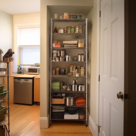 Finnhomy 8-Tier Wire Shelving Unit Adjustable Steel Wire Rack Shelving 8 Shelves Steel Storage Rack or Two 4-Tier Shelving Units with PE mat, Leveling Feet and Safety Device, NSF Certified, Chrome