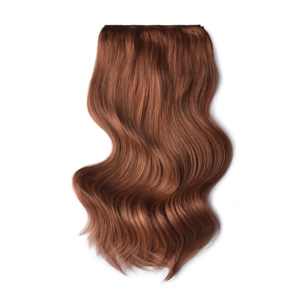 cliphair Double Wefted Full Head Remy Clip in Human Hair Extensions -  Dark Auburn/Copper Red (#33), 16" (180g)