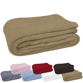 AKARURE Microfibre Fleece Blanket for Bed Sofa and Armchair, Smooth Fleece Blanket, Soft Touch, Super Warm (140 x 95 cm, Camel)