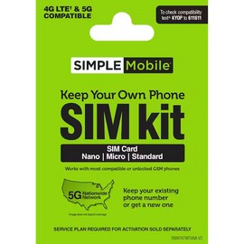 Simple Mobile 4G 5G SIM Including FREE month of $40 service! 15GB Data