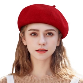 WETOO Women French Beret Hats Classic Beret Hats for Women Red Beret French Paris Hat Artist Beanie Cap