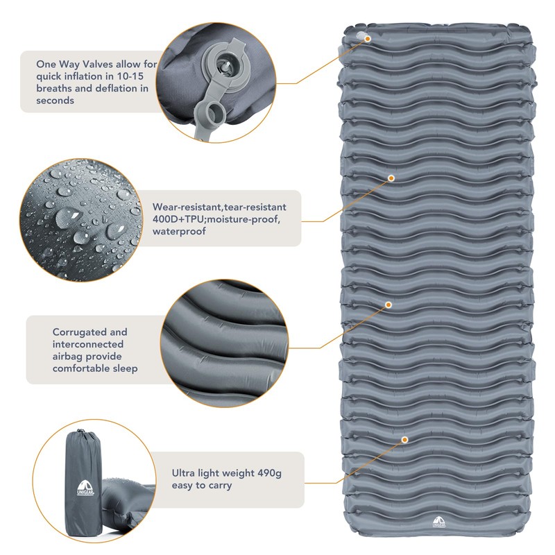 Unigear Ultralight Inflatable Sleeping Pad, Compact Air Camping Mat,Lightweight Camping