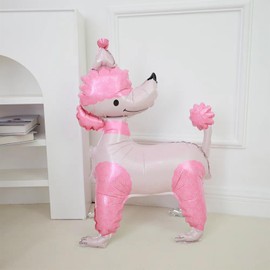 4D Standing Dog Animal Balloons,Pink Brown Pet Dog Foil Balloons, 2Pcs Cute Puppy Poodle Children's Birthday Party Supplies Animal Themed Baby Shower Party Decorations