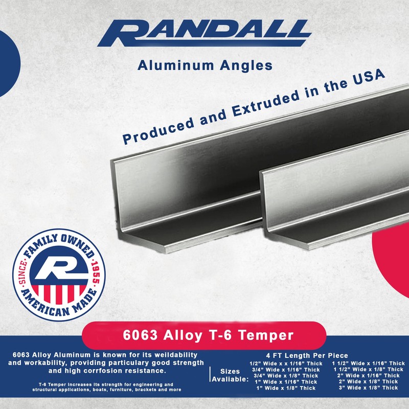 Aluminum Angle (1/2" Wide x 1/16" Thick) 4 FT Long